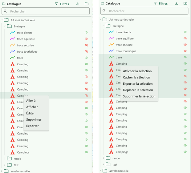 menu contextuel