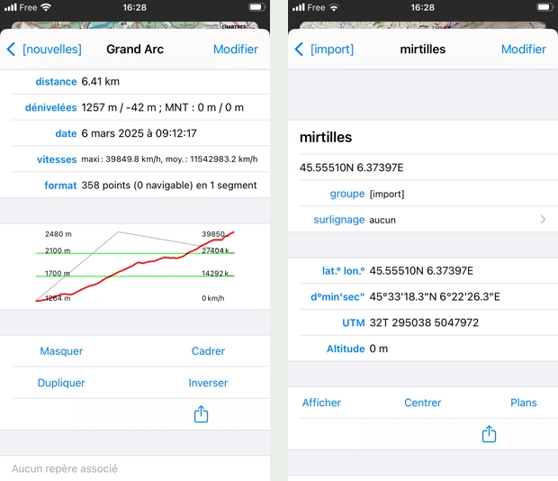 export de trace, de repère