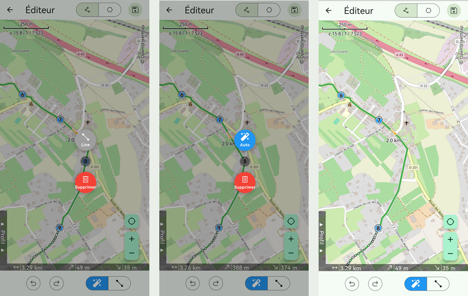 menu contextuel point trace