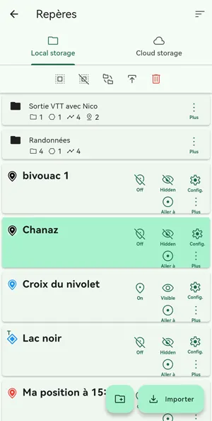 selection multiple repères