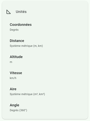 configuration des unités